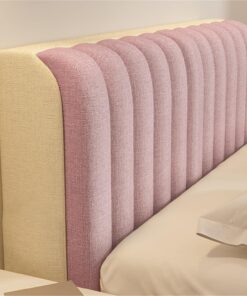 Funda de Cabecera | Protector Acolchado para Cabecero de Cama en Tejido Algodón-Lino, Elástico y Antipolvo | Cubierta Todo Incluido para Medidas 150 160 180 cm de Ancho(Pink,180 * 60cm)