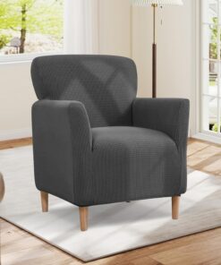 Bocguy Funda de sillón de Alta Elasticidad, 1 Plaza, elástica, Suave, con reposabrazos, Funda de sofá, Funda de sofá, Lavable, Color Verde Claro (Gris Oscuro)