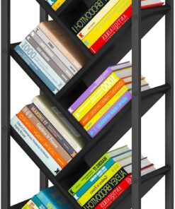 IBUYKE Estantería de Árbol de 9 Niveles,Librería Vertical,Negro TBC002B | Estante de Pie para Libros Estanteria Esquinera para Dormitorio Salón Oficina en Casa