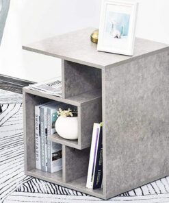 BAKAJI Librería Baja estantería 4 estantes de Madera MDF Mesa café Lateral sofá diseño Moderno decoración para salón salón casa u Oficina Medidas 45 x 40 x 55 cm (Gris)