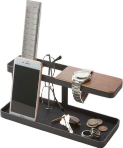 YAMAZAKI Barra de Escritorio-Organizador de Madera y Acero, Black, Talla única