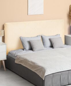 sourcing map Funda protectora elástica para cabecero de cama, tela jacquard de 71 pulgadas, a prueba de polvo, para cabecera de 1,8 m, decoración de dormitorio, color beige