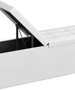 SONGMICS Puff Almancenaje, Banco Almacenaje, Banco con Tapa Plegable, Capacidad de 120 L, con Asiento Acolchado, 38 x 110 x 38 cm, Blanco LSF75WT