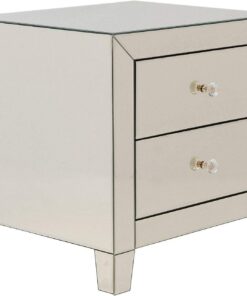 Kare Design cómoda Pechena Luxury, con espejo, mesita de noche con 2 cajones, dormitorio, elegantes tiradores de cristal, 50x49x41cm