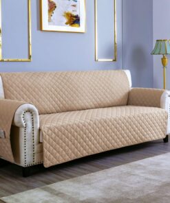 sevi's Funda Sofá 1 Plazas Impermeable e Antideslizante con Bolsillos, Cubre Sillon Orejero/Relax Reversible Antiarañazos para Mascotas, Oeko-Tex, Lavable - Caqui