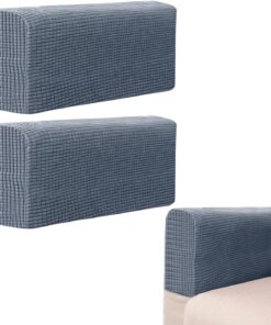2 Fundas para Brazos de Sofá, Protectores de Brazos Estirables y Antideslizantes, Cubiertas de Reposabrazos de Forro Polar Grueso para Sillones y Reclinables (Gris Oscuro)
