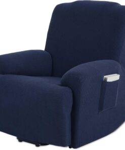 TIANSHU Funda Reclinable de 1 Plaza, Fundas Reclinables Elásticas, Protector Funda Sillón Relax, Funda Cubre Sofá, Fundas de Sofá Lavables y Elásticas para Muebles (Azul Oscuro)
