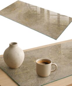 Tapa para Mesa de Centro 140x70 cm | Rectangular | Bordes Pulidos | Adornos de mandala | para la Cocina y Salón | Vetro Temperato | con Impresión Decorativa | Pies Antideslizantes