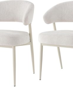 Hela Tische, Guarda - Juego de 2 sillas de Comedor tapizadas (Tejido Beige, Estructura de 4 pies, Asiento cómodo, Cesta con muelles, 120 kg máx.)
