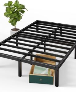 Zinus Elias Cama 150x190 cm - Altura 36 cm con Almacenamiento Debajo de la Cama - Marco de la Cama de Plataforma de Metal - Negro