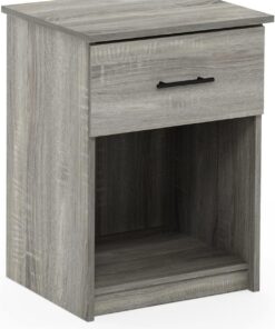 Furinno Tidur Mesita de Noche con asa y un cajón, Madera de ingeniería, Roble Francés Gris, 45 (W) x 61.3 (H) x 39.8 (D) cm