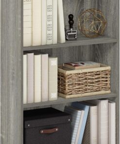 Furinno Jaya - Estantería de 3 Niveles, estantería con estantes Ajustables, 24,13 x 62,23 x 102,36 cm, para salón, Dormitorio, Oficina en casa, Roble Gris
