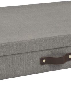 Bigso Box of Sweden Caja archivadora para documentos en formato A3 – Organizador de cartas con tapa y asa – Caja de almacenamiento con tapa de tablero de fibras y papel con aspecto de lino – gris