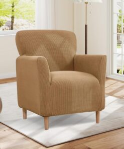Bocguy Funda de sillón de Alta Elasticidad, 1 Plaza, elástica, Suave, con reposabrazos, Funda de sofá, Funda de sofá, Lavable, Color Verde Claro (Color Camello)