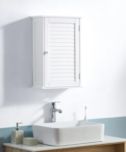 Bath Vida Armario de baño con Puerta Individual de Madera, Color Blanco