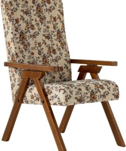 ESSEGI Sillón de Madera FIAMMETTA SRL Relax reclinable Tejido Camelot Flores Beige desenfundable