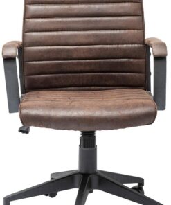 Kare Design Silla de oficina Labora, marron, altura regulable, giratoria | Tapizado de ante, funcion basculante, soporta hasta 110 kg, extra comoda, para la oficina