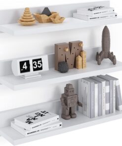 Estante de Pared, Estantes Flotantes, Set de 3, 39 cm, Blanco | Estante de Pared, Juego de 3 Estantes Flotantes para Dormitorio, Cocina y Salón