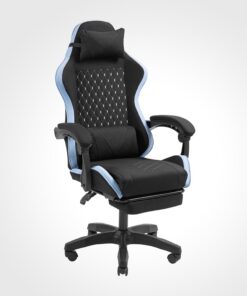 Mars Gaming MGC-X, Silla Gaming Ergonómica, Tejido Transpirable, Respaldo Reclinable y Altura Regulable, Reposabrazos Dinámico, Cojín Cervical y Lumbar, Silla Oficina con Reposapiés Extensible, Azul