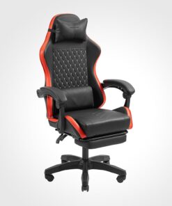 Mars Gaming MGC-X, Silla Gaming Ergonómica, Cuero Sintético, Respaldo Reclinable y Altura Regulable, Reposabrazos Dinámico, Cojín Cervical y Lumbar, Silla de Oficina con Reposapiés Extensible, Rojo
