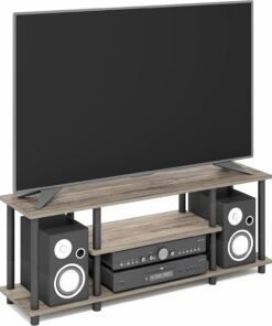 Furinno Turn-N-Tube Muebles TV sin Herramientas, Engineered Wood, Francés Roble Gris/Negro, 47