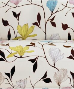 Comart Funda para sofá de 2 plazas, elástica, con reposabrazos, Antideslizante, Antimanchas, antiarañazos, Transpirable, Lavable a máquina, diseño de Flores Crema