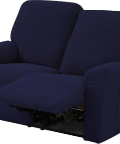 TIANSHU Fundas de sillones de 2 plazas, Funda reclinable Jacquard para sofá con 2 Cojines, Funda de Mueble Extensible reclinable, Funda para sofá Relax (Azul Oscuro)