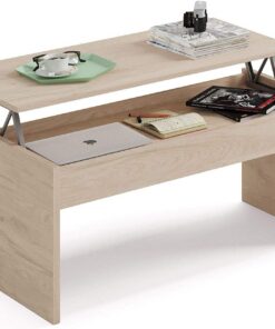 MUEBLES PITARCH | Mesa de Centro Elevable, Mesita Salón de Café, Mesa Auxiliar Comedor, Roble Aurora, 47x100x50cm (Cerrada) 58x100x50 cm (Abierta), Mesita Baja para Sofá, Moderna, Modelo Oslo