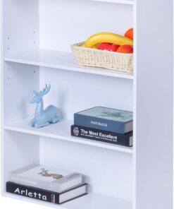 Relaxdays Estantería para Libros con 3 estantes Ajustables, 82x60x24 cm, Blanca para salón