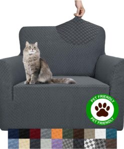 YEMYHOM Funda de sofá con diseño jacquard de alta elasticidad para sala de estar, a prueba de mascotas, perros, gatos, antideslizante, protector elástico mágico para muebles (pequeño, gris oscuro)