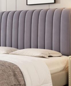 Funda De Cabecera Aterciopelada Elástica, Todo Incluido, Lavable | Tejido De Terciopelo Suave, rotectora de Cabeceros para Decoración, Relleno De Algodón PP De 380g(Dark Gray,220cm)