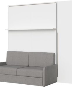 Itamoby Versia - Sofá de 160 cm de matrimonio con sofá, estantería y armario con 1 puerta a la derecha, color blanco