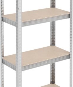 Relaxdays Estantería Metálica, 200 kg, Cargas Pesadas, Sótano, Taller, Acero Galvanizado, 138 x 60 x 30 cm, Plateado