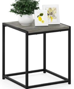 Furinno Mesa Auxiliar, Roble francés Gris, 40 x 40 x 45.29 cm