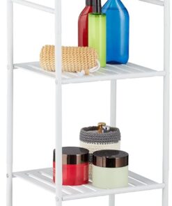 Relaxdays Estantería Metálica, Acero, 115x33x28 cm, Estante Baño y Cocina, 4 Baldas, Librería Metal, sin Fondo, Blanco