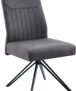 Hela Tische, Silla de Comedor giratoria Maggy, Funda Antracita, Ancho del Asiento XXL, Giratorio 360°, Patas en V, Respaldo con Tirador, soporta 200 kg, Cesta de muelles