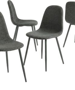 MEUBLE Cosy Juego de 4 Sillas de Comedor Escandinavo Silla de Cocina Tapizado en Tela con Patas Metálicas, Carga 120 kg Cada Una, Gris