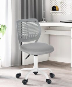 FurnitureR Silla de Oficina para el hogar, Asiento de Ordenador Moderno y Ajustable, Silla de Oficina sin reposabrazos Giratorio, Silla de Oficina para jóvenes, Sala de Estudio, Gris