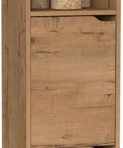 MUEBLES PITARCH | Columna de Baño Colgada Herrajes incluidos, Armario de Baño con 4 estantes, 2 Puertas, Roble Gold, 150x36,5x30cm (Alto x Ancho x Fondo), Mueble Auxiliar, Moderna, Modelo Nadia