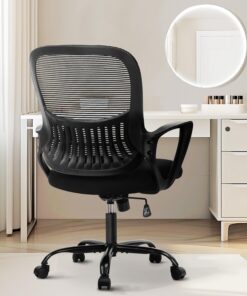 Sweetcrispy Silla de Oficina, Mesa de Ordenador, Silla ejecutiva gerencial, Silla de Ruedas ergonómica de Malla con Ruedas, cómodo Soporte Lumbar, reposabrazos cómodos para el hogar, Dormitorio,