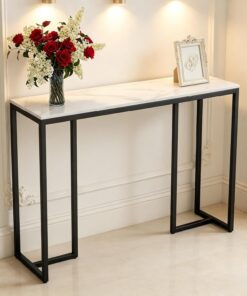 FATIVO Mesa Consola Recibidor de Marmol, Consola Moderna 100x30x78,5cm | Mesa de entrada estrecha de piedra sinterizada , mesa auxiliar Recibidor para Salón Dormitorio Pasillo