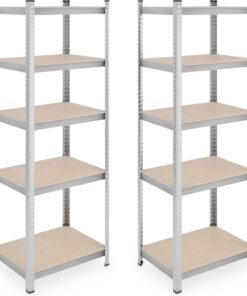 Relaxdays Set de 2 Estanterías Metálicas, Resiste 500 kg, Acero, Cargas Pesadas, Sótano, 180 x 60 x 45 cm, Plateado