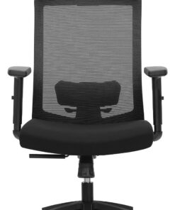 SONGMICS Silla de Oficina de Malla, Silla de Escritorio, Giratorio de 360°, Soporte Lumbar Ajustable, Apoyacabezas y Apoyabrazos, Inclinación del Respaldo hasta 120°, Negro OBN55BK