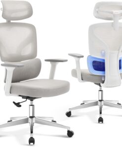 Garvee Silla De Oficina Ergonómica con Respaldo Alto, Soporte Lumbar y Reposacabezas Ajustables, Malla Transpirable, Reposabrazos 3D, Ideal para El Hogar y La Oficina