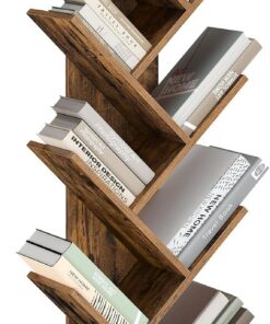 VASAGLE Librería en Forma de Árbol, Biblioteca de 9 Niveles, Ahorro de Espacio, Estantería Vertical, para Dormitorio, Sala de Estar, Estudio, Oficina, Marrón Rústico LBC11BX