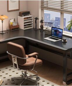 Escritorio Gaming De Madera Maciza En Forma De L con Borde Inclinado - Mesa Ordenador Ergonomica para Oficina En Casa, Rincón Estudio Trabajo para Estudiantes Y Gamers(A-Left,120x80x75cm)