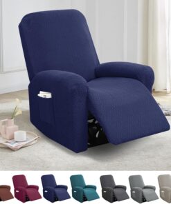 Funda Sillon Relax Reclinable, Funda Sillon Relax 1 Plaza, Elástica 4 Piezas para Sofá Reclinable con Bolsillos Laterales Extraíble