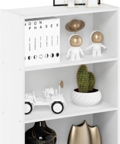 Furinno Pasir Librería Abierta de 3 Niveles, Blanco Liso