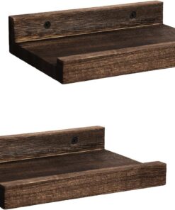 Z metnal Mini estantes flotantes, pequeño estante de pared de madera natural para repisa de fotos, madera, montaje en pared, 20 x 14 cm, paquete de 2