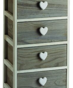 King Collection King Home - Cómoda con forma de corazón, color gris y blanco